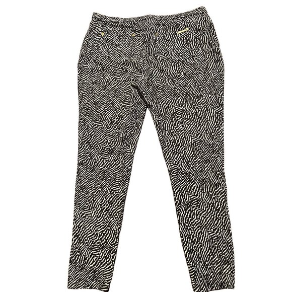 Michael Kors women's cropped black and white patterned pants size XL, stretch - Picture 3 of 10